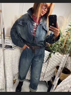 Jeansowa kurtka bomberka z efektem vintage